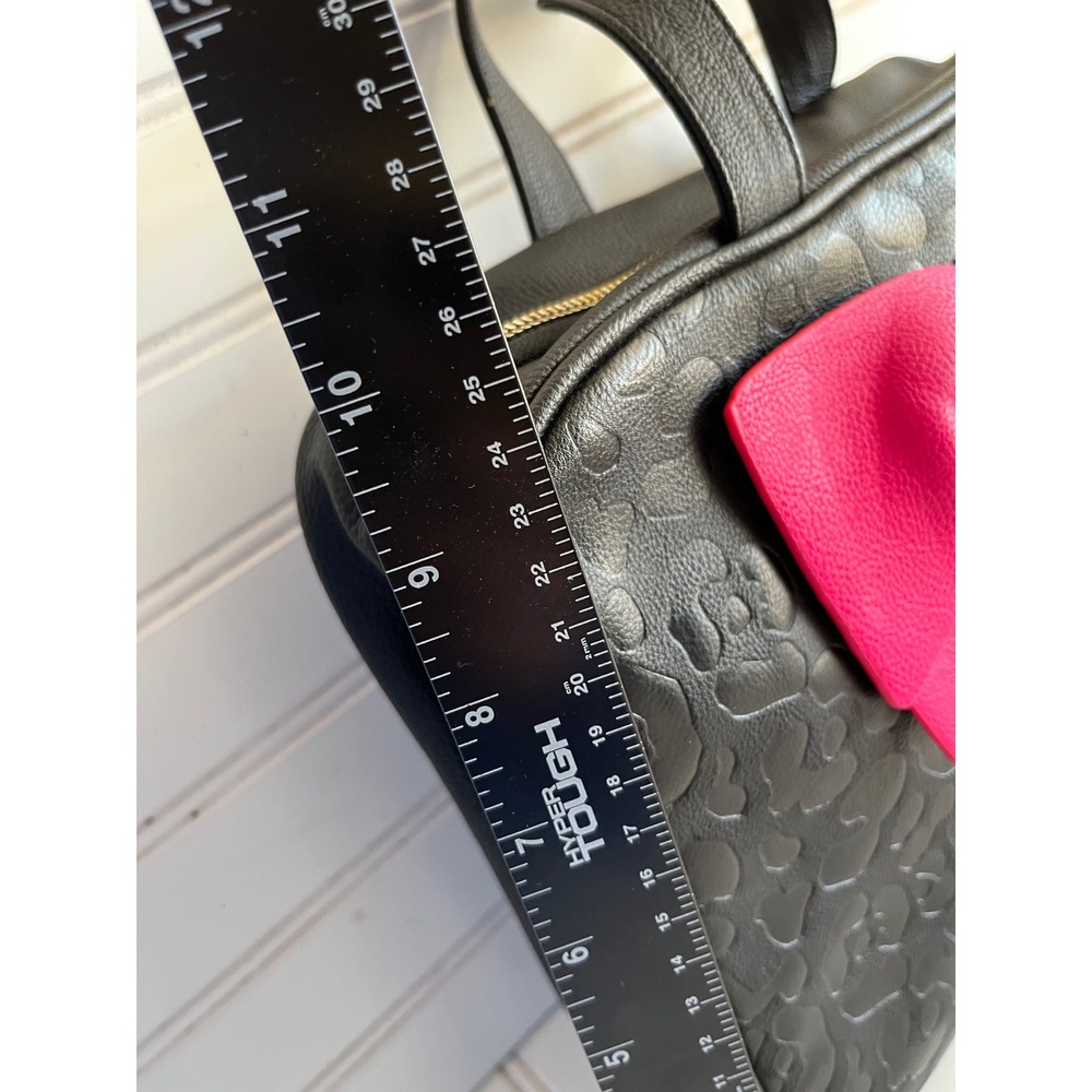 Betsey Johnson Black Leopard Pink Bow Cosmetic Travel Bag Makeup Organizer - Picture 6 of 8